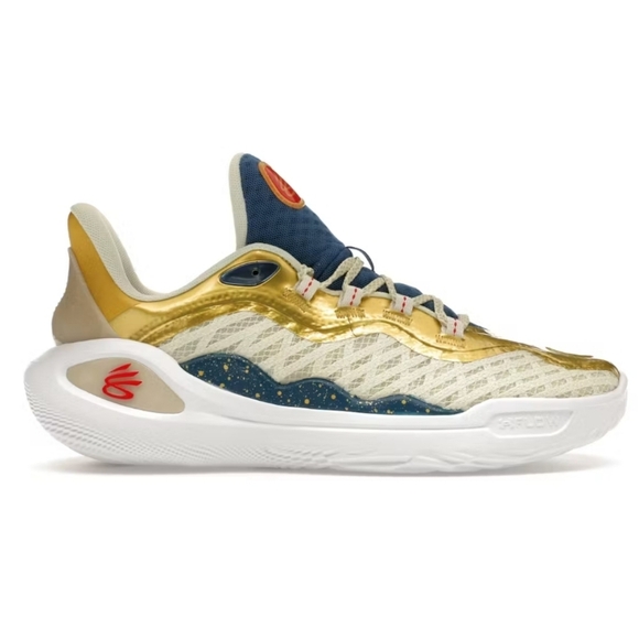 Under Armour Curry 11 Basketball Shoes, blue and gold, Mens, size 12 - Picture 3 of 9